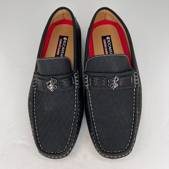Rocawear Mens Laker Black Faux Leather Comfort Classics Slip On Size 10 Loafers - Picture 4 of 9